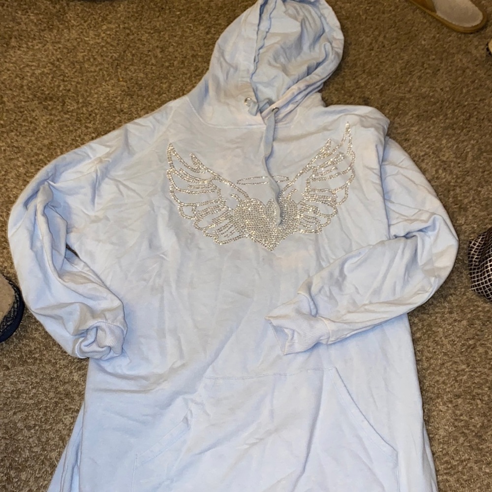Hoodie dress with sparkle angel heart